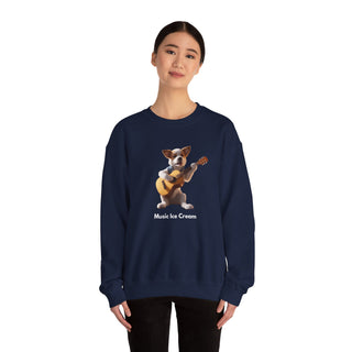 Rockstar Riffs: 'Guitar Hero Pup' Unisex Crewneck Sweatshirt