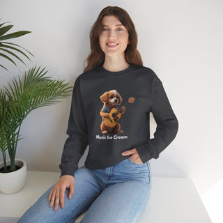 Strumming Pup Melodies: 'Guitar Groove Canine' Unisex Crewneck Sweatshirt