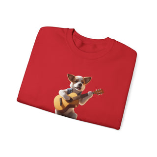 Rockstar Riffs: 'Guitar Hero Pup' Unisex Crewneck Sweatshirt