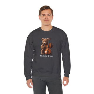 Double Bass Delight: 'Bear in Harmony' Unisex Crewneck Sweatshirt