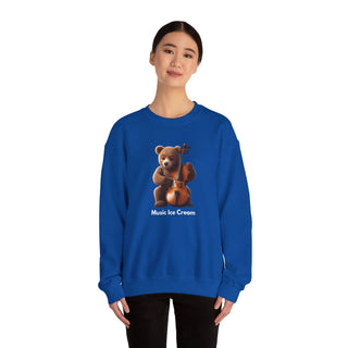 Double Bass Delight: 'Bear in Harmony' Unisex Crewneck Sweatshirt