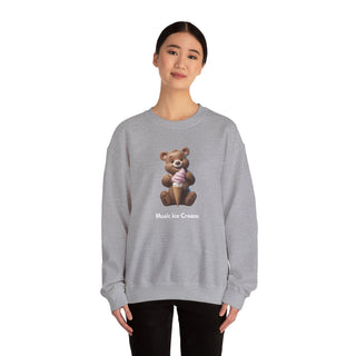 Joyful Scoops: 'Bear & Ice Cream Bliss' Unisex Crewneck Sweatshirt