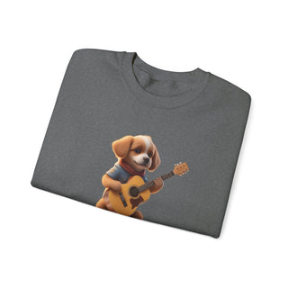 Strumming Pup Melodies: 'Guitar Groove Canine' Unisex Crewneck Sweatshirt