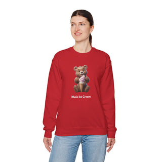 Joyful Scoops: 'Bear & Ice Cream Bliss' Unisex Crewneck Sweatshirt