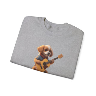 Strumming Pup Melodies: 'Guitar Groove Canine' Unisex Crewneck Sweatshirt