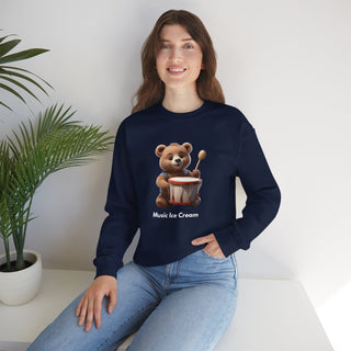 Rhythmic Bear Beats: 'Drumming Delight' Unisex Crewneck Sweatshirt