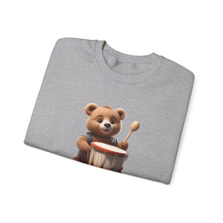 Rhythmic Bear Beats: 'Drumming Delight' Unisex Crewneck Sweatshirt