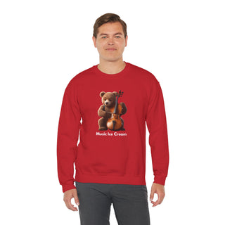 Double Bass Delight: 'Bear in Harmony' Unisex Crewneck Sweatshirt