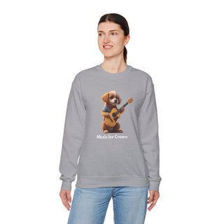 Strumming Pup Melodies: 'Guitar Groove Canine' Unisex Crewneck Sweatshirt