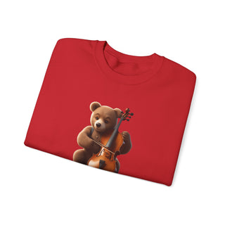 Double Bass Delight: 'Bear in Harmony' Unisex Crewneck Sweatshirt