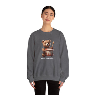 Rhythmic Bear Beats: 'Drumming Delight' Unisex Crewneck Sweatshirt