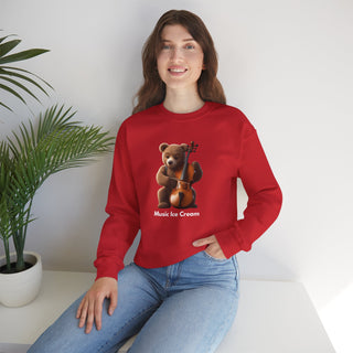 Double Bass Delight: 'Bear in Harmony' Unisex Crewneck Sweatshirt