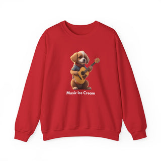 Strumming Pup Melodies: 'Guitar Groove Canine' Unisex Crewneck Sweatshirt