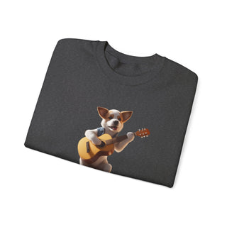 Rockstar Riffs: 'Guitar Hero Pup' Unisex Crewneck Sweatshirt