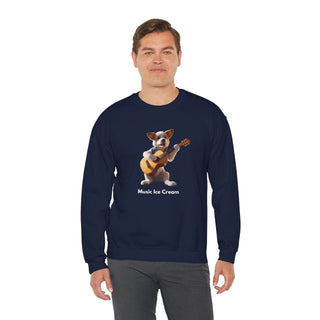 Rockstar Riffs: 'Guitar Hero Pup' Unisex Crewneck Sweatshirt