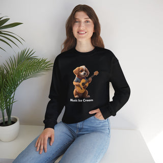 Strumming Pup Melodies: 'Guitar Groove Canine' Unisex Crewneck Sweatshirt