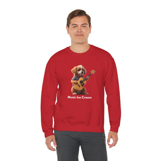 Strumming Pup Melodies: 'Guitar Groove Canine' Unisex Crewneck Sweatshirt