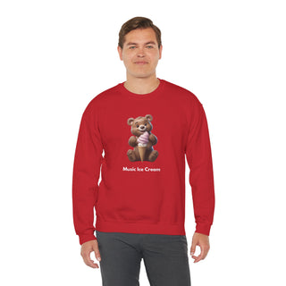 Joyful Scoops: 'Bear & Ice Cream Bliss' Unisex Crewneck Sweatshirt