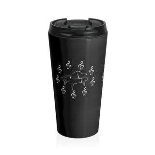 Melodic Harmony Piano and Treble Clef Stainless Steel Travel Mug 15 oz