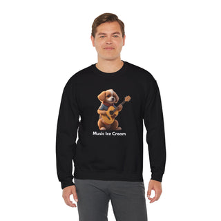 Strumming Pup Melodies: 'Guitar Groove Canine' Unisex Crewneck Sweatshirt