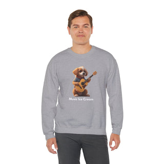 Strumming Pup Melodies: 'Guitar Groove Canine' Unisex Crewneck Sweatshirt