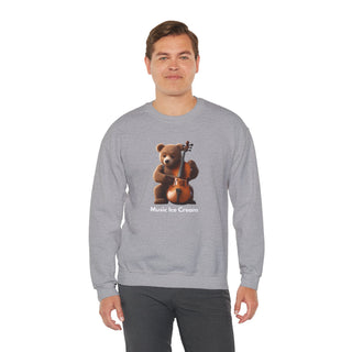 Double Bass Delight: 'Bear in Harmony' Unisex Crewneck Sweatshirt