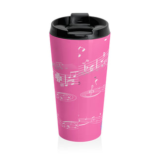 Pink Sonata Oval Harmony Stainless Steel Travel Mug 15 oz