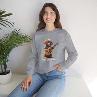 Strumming Pup Melodies: 'Guitar Groove Canine' Unisex Crewneck Sweatshirt