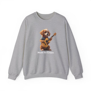 Strumming Pup Melodies: 'Guitar Groove Canine' Unisex Crewneck Sweatshirt