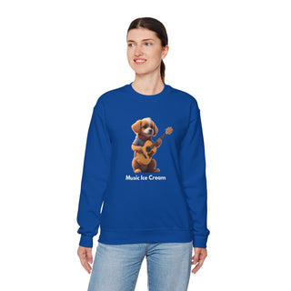 Strumming Pup Melodies: 'Guitar Groove Canine' Unisex Crewneck Sweatshirt