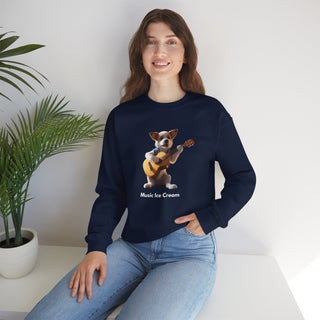 Rockstar Riffs: 'Guitar Hero Pup' Unisex Crewneck Sweatshirt