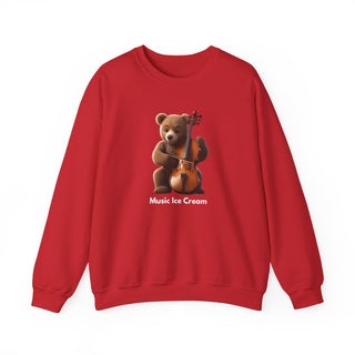 Double Bass Delight: 'Bear in Harmony' Unisex Crewneck Sweatshirt