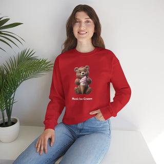 Joyful Scoops: 'Bear & Ice Cream Bliss' Unisex Crewneck Sweatshirt