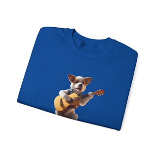 Rockstar Riffs: 'Guitar Hero Pup' Unisex Crewneck Sweatshirt