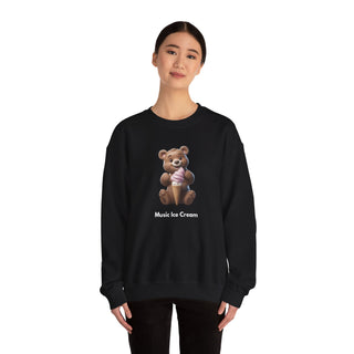 Joyful Scoops: 'Bear & Ice Cream Bliss' Unisex Crewneck Sweatshirt