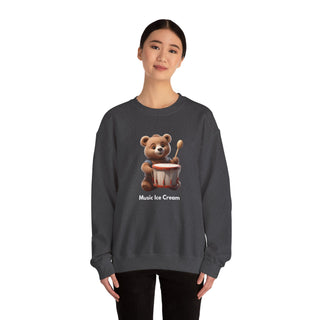 Rhythmic Bear Beats: 'Drumming Delight' Unisex Crewneck Sweatshirt