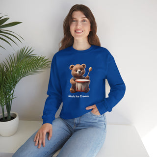 Rhythmic Bear Beats: 'Drumming Delight' Unisex Crewneck Sweatshirt