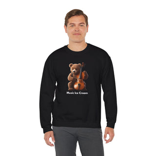 Double Bass Delight: 'Bear in Harmony' Unisex Crewneck Sweatshirt