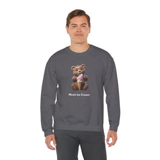 Joyful Scoops: 'Bear & Ice Cream Bliss' Unisex Crewneck Sweatshirt