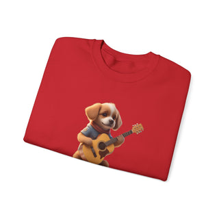 Strumming Pup Melodies: 'Guitar Groove Canine' Unisex Crewneck Sweatshirt