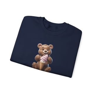 Joyful Scoops: 'Bear & Ice Cream Bliss' Unisex Crewneck Sweatshirt