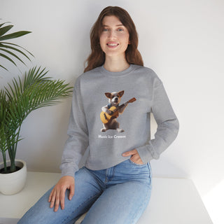 Rockstar Riffs: 'Guitar Hero Pup' Unisex Crewneck Sweatshirt