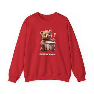 Rhythmic Bear Beats: 'Drumming Delight' Unisex Crewneck Sweatshirt