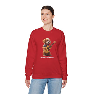 Strumming Pup Melodies: 'Guitar Groove Canine' Unisex Crewneck Sweatshirt