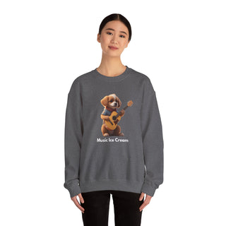 Strumming Pup Melodies: 'Guitar Groove Canine' Unisex Crewneck Sweatshirt