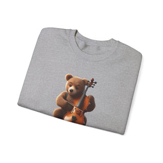 Double Bass Delight: 'Bear in Harmony' Unisex Crewneck Sweatshirt