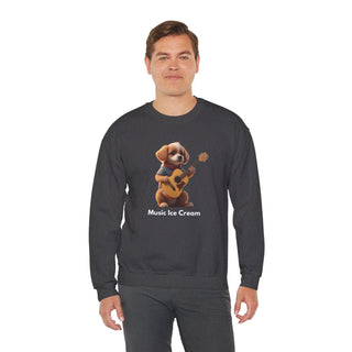 Strumming Pup Melodies: 'Guitar Groove Canine' Unisex Crewneck Sweatshirt