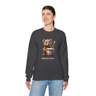 Rhythmic Bear Beats: 'Drumming Delight' Unisex Crewneck Sweatshirt