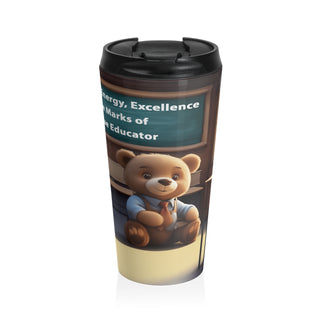 Educator's Essence: "Empathy, Energy, Excellence" Teacher Bear Travel Mug 15 oz