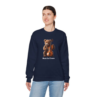 Double Bass Delight: 'Bear in Harmony' Unisex Crewneck Sweatshirt